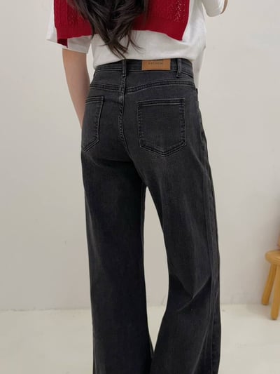 造型口袋簡接激瘦彈力落地喇叭牛仔褲*2色 K740035