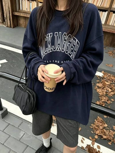 美式復古字母寬鬆長版大T *4色 B1263281