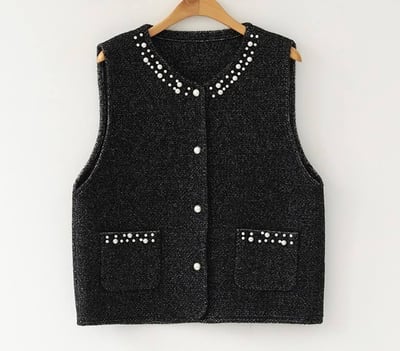 【SALE商品】毛呢針織釘珠背心*2色 KR09550858