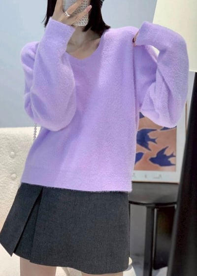 【SALE商品】V領親膚水晶貂絨上衣 *8色 KB988257810