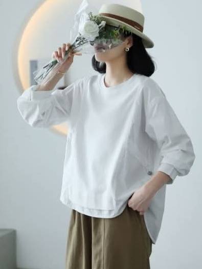 簡約俐落拼接抽繩上衣*3色 K82854