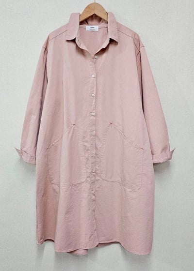 水洗微厚磅棉長版洋*2色 KB098964