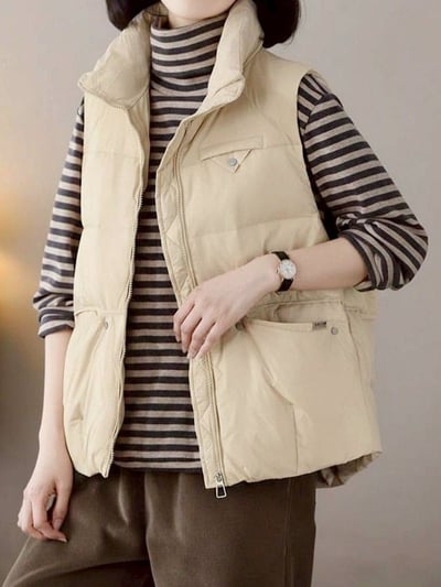 質感輕羽絨棉小立領棉背心*3色 K998991