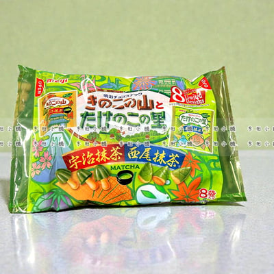 日本直送｜明治 蘑菇型巧克力抹茶味餅乾 8袋1
