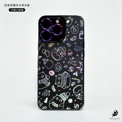 3D鈦晶雕流光膜-可愛小胖貓1