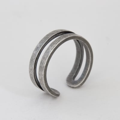 925銀 雙線平行戒指11