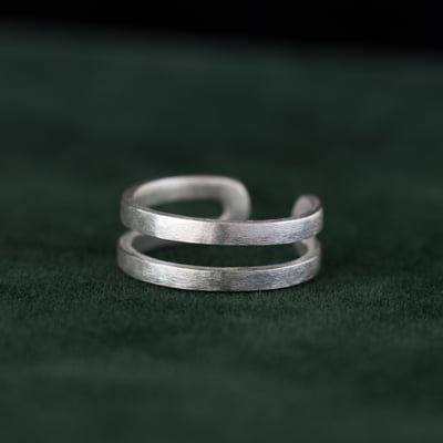 925銀 雙線平行戒指10