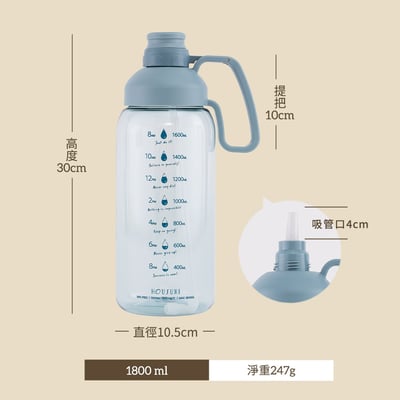 【HOUSUXI】TO GO Tritan大容量水瓶1800ml /4色可選6