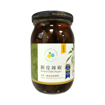 【白裏透紅 】剝皮辣椒 450g（苦茶油／火辣－2種口味）4