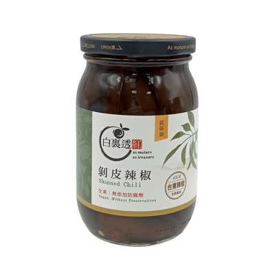 【白裏透紅 】剝皮辣椒 450g（苦茶油／火辣／麻辣 3種口味）4