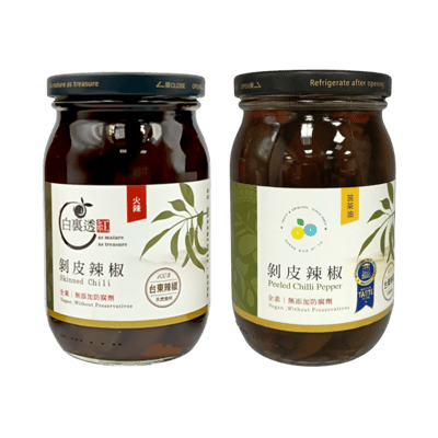 【白裏透紅 】剝皮辣椒 450g（苦茶油／火辣－2種口味）1