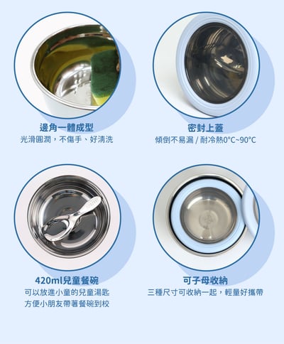 【HOUSUXI舒希】不鏽鋼雙層隔熱碗 蠟筆小新藍色系列6