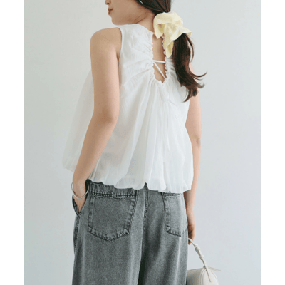 【 日本Freesia  】無袖氣球下擺透視上衣7