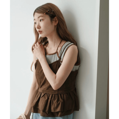 【日本2025秋冬】麂皮荷葉下擺吊帶背心4