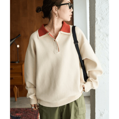 【 FREAK'S STORE 】撞色 POLO 領排釦針織上衣8