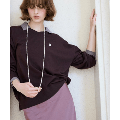 【 MARY QUANT × PUBLUX 】別注格紋襯衫假兩件 Polo 針織上衣5