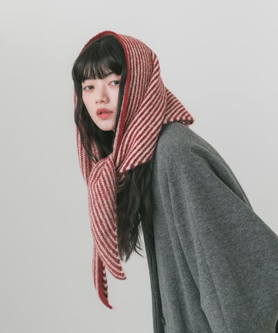 【 SMELLY 】26AW 條紋三角針織圍巾13