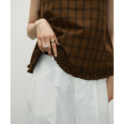 【 Lutim by u 】棉質格紋荷葉邊下擺上衣5