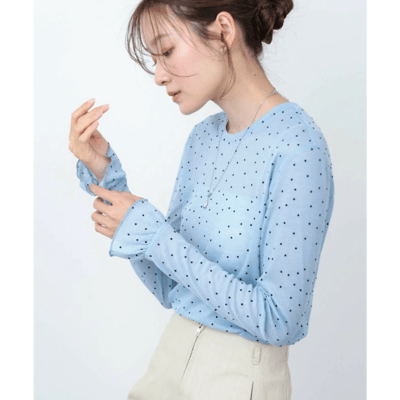 Bab透膚水點點荷葉邊上衣3