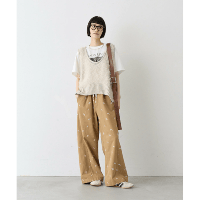 【 CIAOPANIC TYPY 】 葉子刺繡寬版休閒 Chino 長褲6