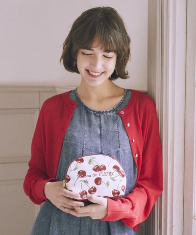 【 Maison de FLEUR 】Cerise Claire 櫻桃提花收納包 🍒4
