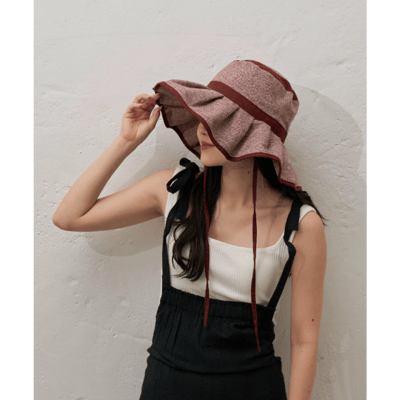 【 CIAOPANIC TYPY 】抗 UV 可摺疊黃麻荷葉邊遮陽帽2