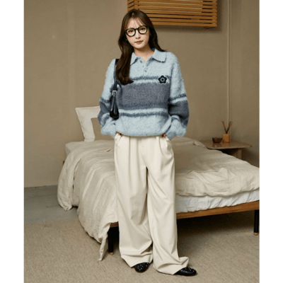 【 MARY QUANT × PUBLUX 】別注毛絨條紋 Polo 針織上衣13