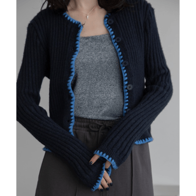 【日本VACANCY】撞色縫線針織開襟衫11