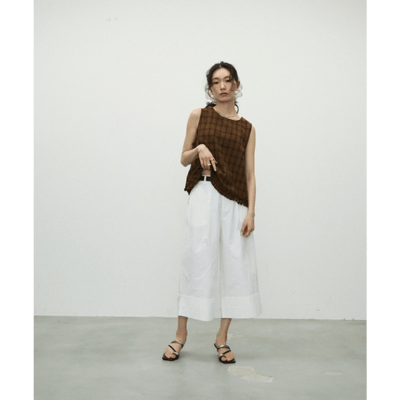 【 Lutim by u 】棉質格紋荷葉邊下擺上衣3