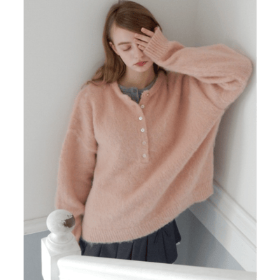 【 Birthday room 】羊毛感亨利領上衣 (Wool Touch Henry PO)4