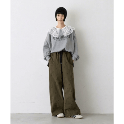 【 CIAOPANIC TYPY 】 葉子刺繡寬版休閒 Chino 長褲12