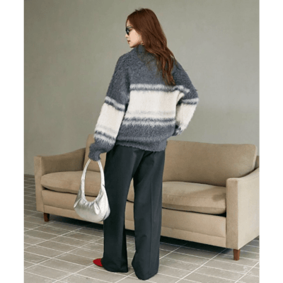 【 MARY QUANT × PUBLUX 】別注毛絨條紋 Polo 針織上衣9