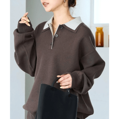 【 FREAK'S STORE 】撞色 POLO 領排釦針織上衣2