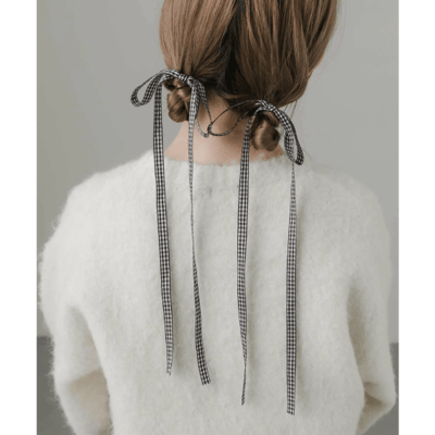 【 SMELLY 】小餐巾方格（Gingham Check）蝴蝶結髮勾 2 件組1