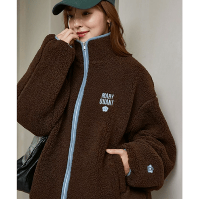【 MARY QUANT × PUBLUX 】別注撞色滾邊毛絨外套1