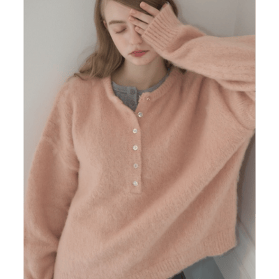 【 Birthday room 】羊毛感亨利領上衣 (Wool Touch Henry PO)2