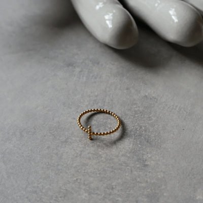 【 AJIRO ACCESSORY 】R005 醫療鋼顆粒交叉細戒5