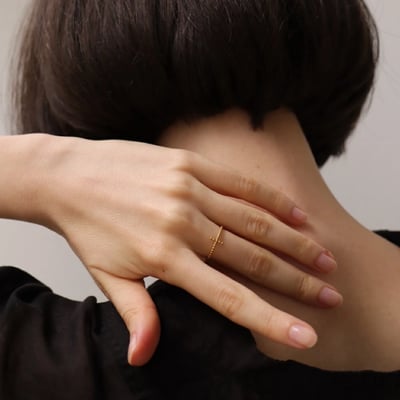 【 AJIRO ACCESSORY 】R005 醫療鋼顆粒交叉細戒4