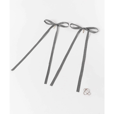 【 SMELLY 】小餐巾方格（Gingham Check）蝴蝶結髮勾 2 件組3