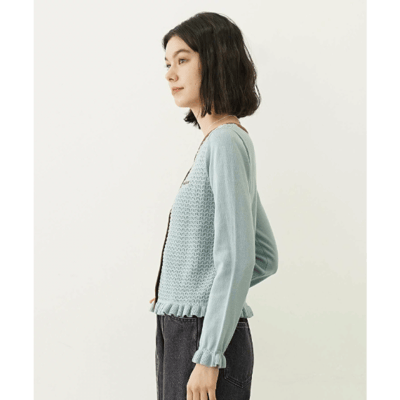 【 MILKFED. 】 FRILL KNIT CARDIGAN 撞色荷葉邊針織開襟衫5