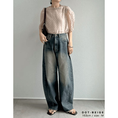 【 Re:EDIT 】透膚澎袖歐根紗上衣2