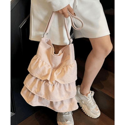 【 ninon 】層次感荷葉邊手提包7