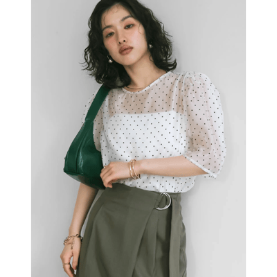 【 Re:EDIT 】透膚澎袖歐根紗上衣3