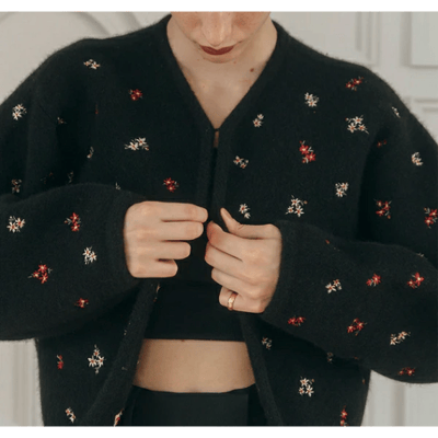 【 CREDONA 】 小花刺繡羊毛針織外套6
