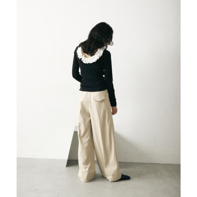 【 Lutim by u 】附罩杯荷葉邊露肩羅紋上衣4