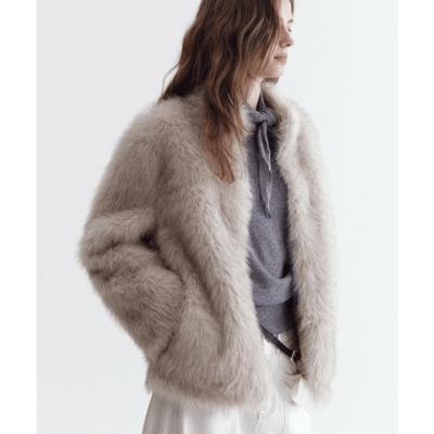 【 chuclla 】立領 Eco Fur 短版毛絨外套5