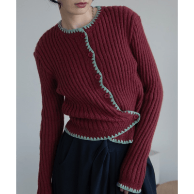 【日本VACANCY】撞色縫線針織開襟衫3