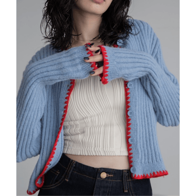 【日本VACANCY】撞色縫線針織開襟衫1