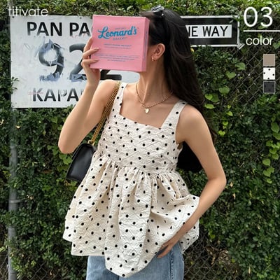 【 titivate 】日系大人感．方領蓬鬆下擺細肩帶背心1