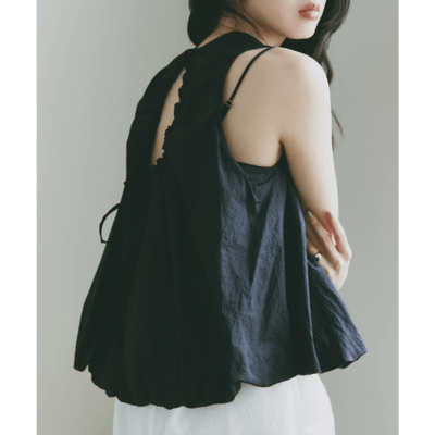 【 日本Freesia  】無袖氣球下擺透視上衣2